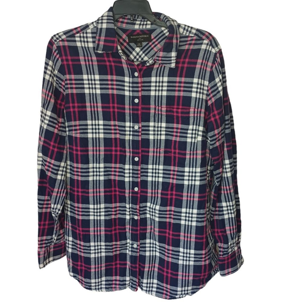 Banana Republic Plaid Top Size Medium